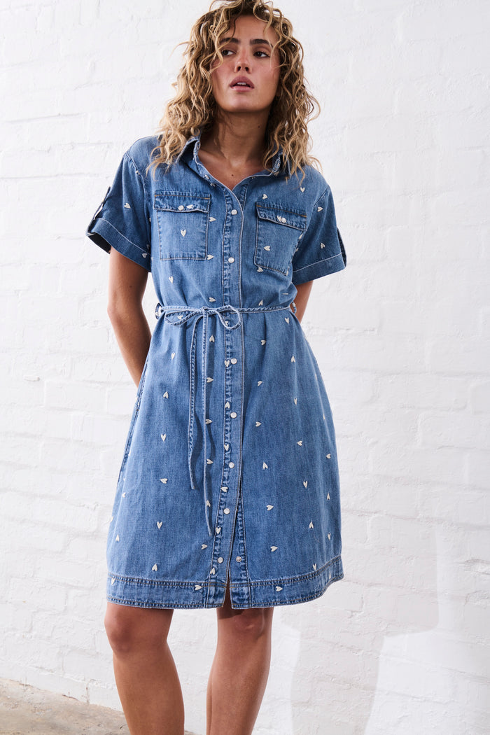 simone denim mini dress Simone Rocha A Line Denim Mini Dress | Blue | Size 10